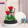 KLOCKI KWIATKI W SZKLE SŁOIKU LAS MAKROKLIMAT DEKORACJA PREZENT RED RÓŻE - miniatura 2