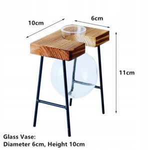 DONICA Ozdobna SZKLANA DREWNO Hydroponika UKORZENIACZ 1szt STOJAK BAMBUS - miniatura 9