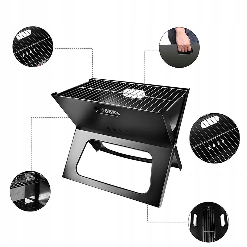 Grill OGRODOWY PALENISKO Kemping TURYSTYCZNY 45cm PRZENOŚNY STAL Składany - obrazek 11