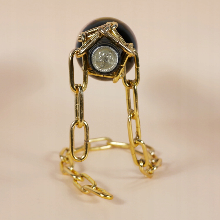 STOJAK UCHWYT NA WINO BUTELKĘ ALKOHOL ZŁOTY ŁAŃCUCH STYLOWY PREZENT - obrazek 6