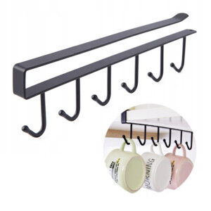 WIESZAK NA KUBKI UBRANIA Metalowy Haczyki CZARNY