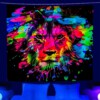 Dekoracja ŚCIENNA UV OBRAZ Fluorescencyjny GOBELIN ODBLASK 150x150cm Lew2 - miniatura 2