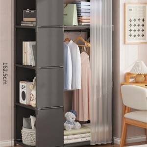 SZAFA Modułowa SKŁADANA Wieszak GARDEROBA na UBRANIA Metalowa 163x45x71 cm - miniatura 3