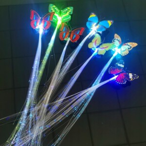 ZESTAW SPINEK DO WŁOSÓW MOTYLKI 5x KOLOROWE FESTIWAL WARKOCZE ŚWIECĄCE LED - miniatura 5