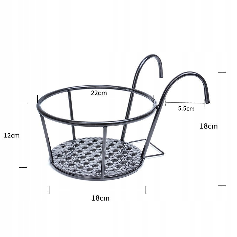 DONICA DONICZKA BALKONOWA NA BALKON WISZĄCA METALOWA STELAŻ CZARNA 22 CM - obrazek 3