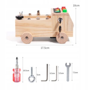 TABLICA MONTESSORI SENSORYCZNA DREWNIANA MANIPULACYJNA LED SAMOCHODZIK - miniatura 5