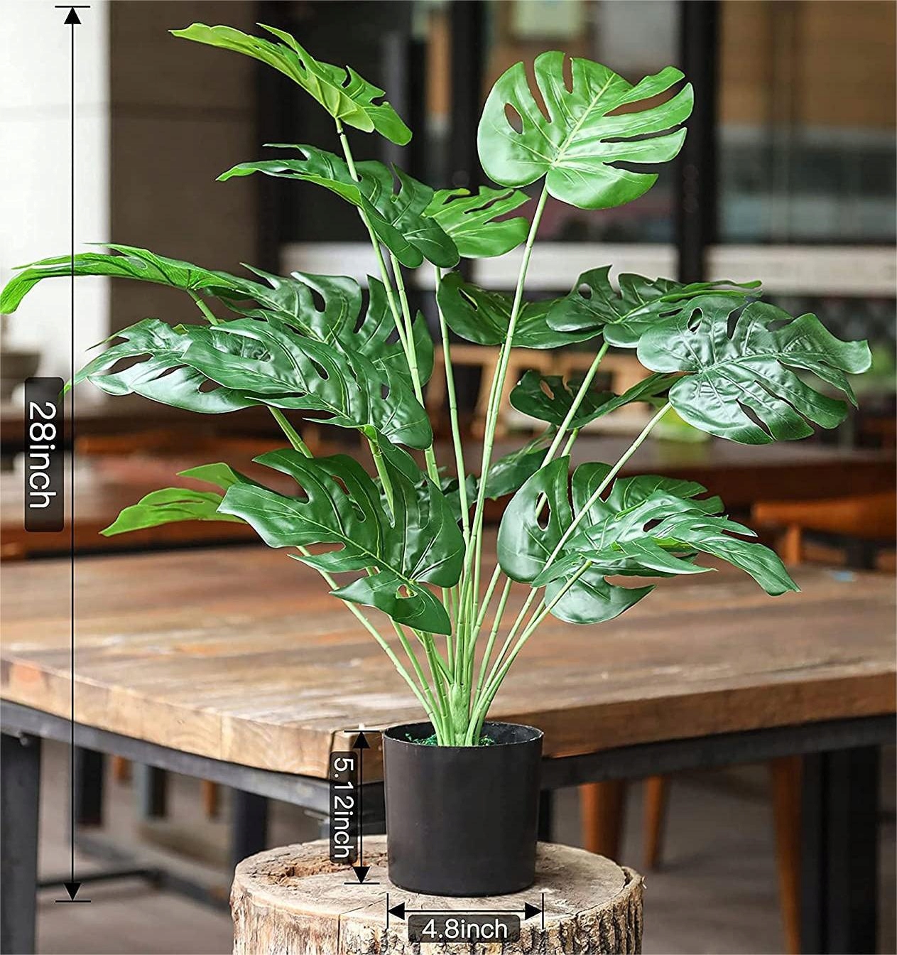 SZTUCZNA Roślina MONSTERA DELICIOSA 50-75 cm DUŻA Ozdoba REALISTYCZNA XL - zdjęcie 5