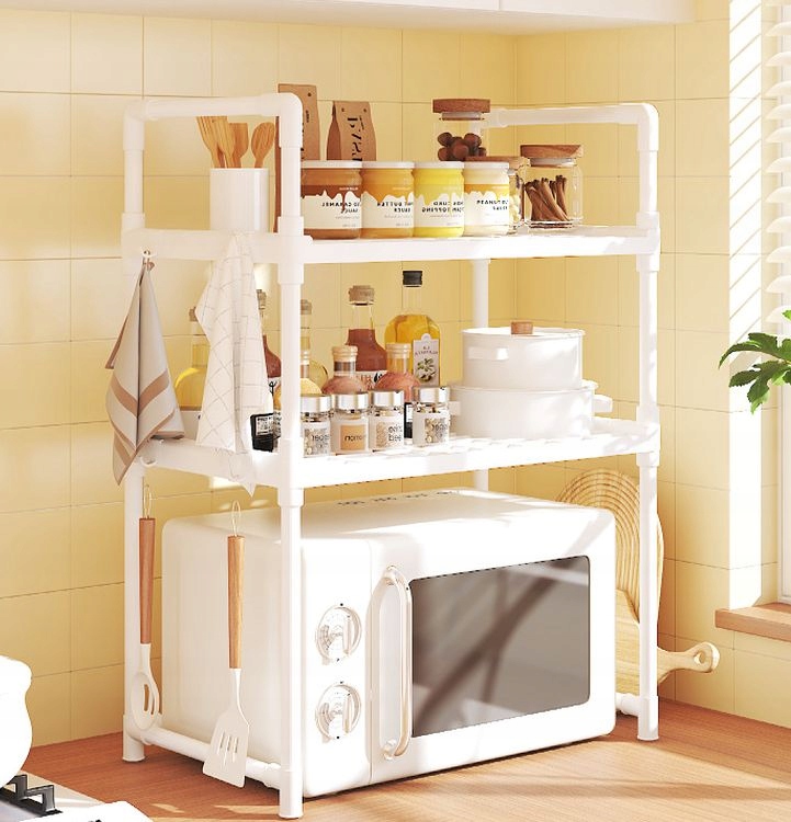 PÓŁKA KUCHENNA pod mikrofalówkę SZAFKA ORGANIZER BIAŁA 3poziomy 48cm REGAŁ - obrazek 3