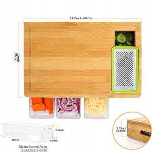 DESKA DO KROJENIA DREWNIANA WIELOFUNKCYJNA Z 3 SZUFLADAMI Z TARKAMI PREZENT - miniatura 13