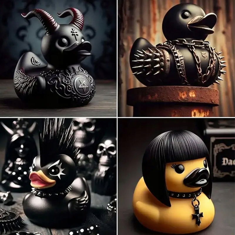 Kaczka KĄPIELOWA GOTHIC duck HEAVY METAL Czarna 15cm do WANNY PREZENT - zdjęcie 8