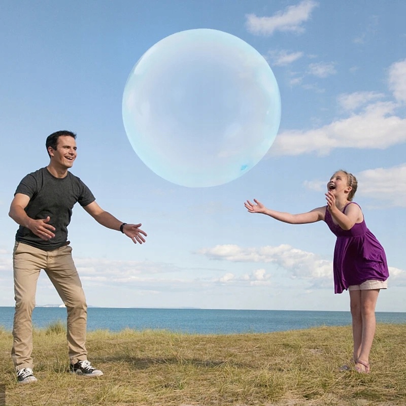 PIŁKA OGRODOWA DO ZABAWY 120cm XL POMPKA Przezroczysta ODPORNA WIELKA BAŃKA - zdjęcie 6