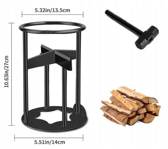 STOJAK DO CIĘCIA DREWNA RĘCZNA ŁUPARKA ŻELIWNA OPAŁ KOMINKA OGNISKO 27x14cm - obrazek 4