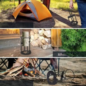 STOJAK DO CIĘCIA DREWNA RĘCZNA ŁUPARKA ŻELIWNA OPAŁ KOMINKA OGNISKO 27x14cm - miniatura 8