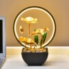 FONTANNA DEKORACYJNA WODNA ZEN liść LOTOSU NA BIURKO 3 poziomowa LED LAMPKA - miniatura 4
