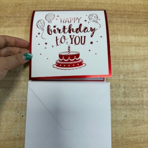 Kartka URODZINOWA GRAJĄCA Melodyjka ŚWIATŁO TORT LED ŚWIECZKA CZERWONA - miniatura 5