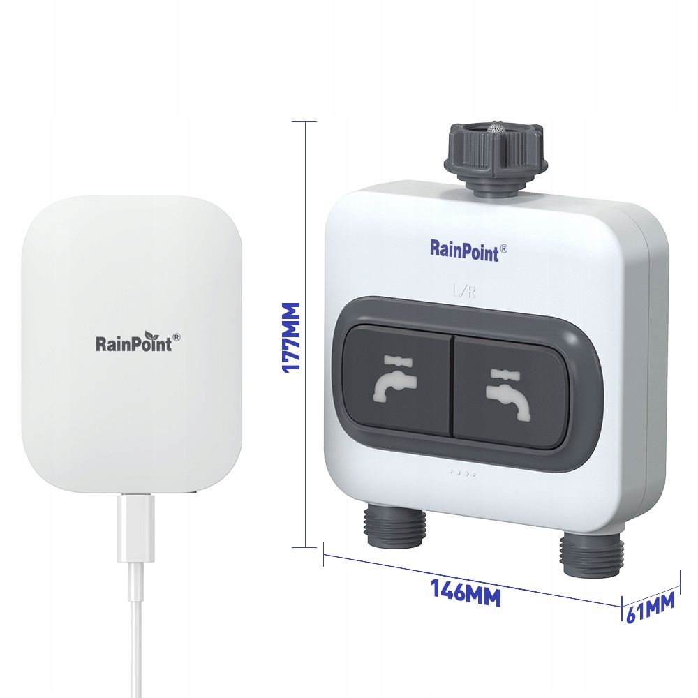 ZESTAW PODWÓJNY SYSTEM NAWADNIANIA OGRODU CENTRALA STEROWNIK CZUJNIK DESZCZ - zdjęcie 2