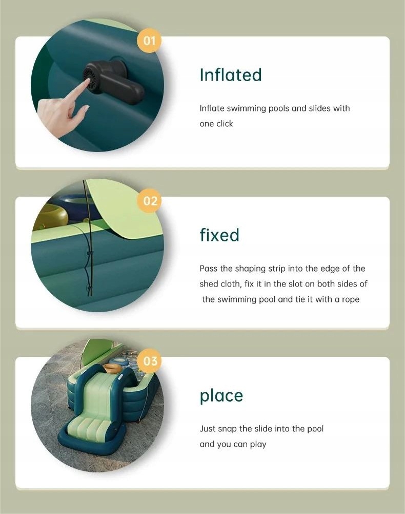 BASEN OGRODOWY DLA DZIECI ZJEŻDŻALNIA MARKIZA POMPKA WODNY PLAC ZABAW 210CM - zdjęcie 13