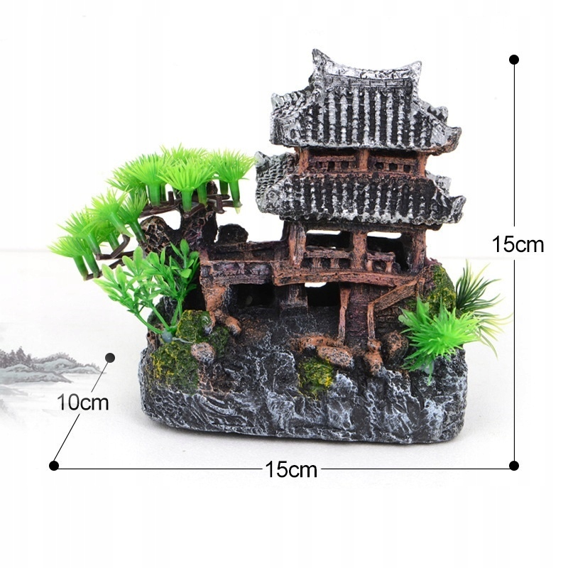 OZDOBA Dekoracja AKWARIOWA PIĘKNY Japoński dom XL 15cm - obrazek 12