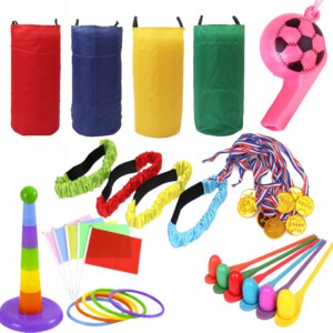 ZESTAW GRY I ZABAWY NA DWÓR URODZINY SZKOŁY OGRÓD IMPREZĘ DLA DZIECI 32szt