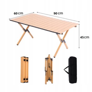 Stół OGRODOWY 60x90cm PIĘKNY ODPORNY Kempingowy TORBA MOCNY STABILNY J.BRĄZ - miniatura 2