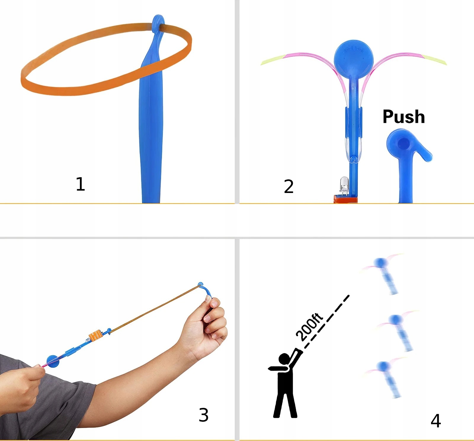 ZESTAW 4x HELIKOPTER LATAJĄCY ŚWIECĄCY PROCA LED ZABAWKA DLA DZIECI PREZENT - obrazek 2