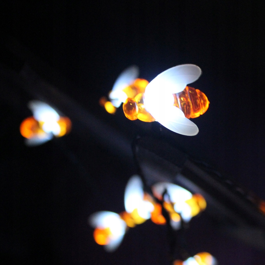 Lampki SOLARNE Ogrodowe KOMPLET 5 metrów 20 LED Pszczoły PSZCZÓŁKI Zimne - zdjęcie 9
