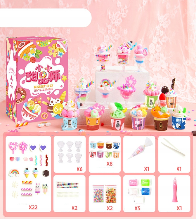 Zabawka DIY KOLOROWE DESERY LODY POSYPKI Zrób to Sam SENSORYCZNA XL ZESTAW - obrazek 3