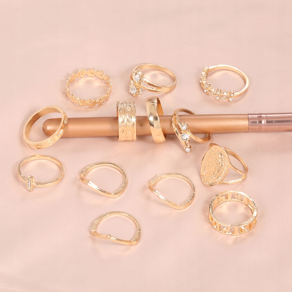 Złoty zestaw pierścionków retro punk boho 80 - obrazek 5