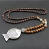 Naszyjnik drewniany nepal buddyjski mala tybetański amulet ręcznie wykonany - miniatura 2