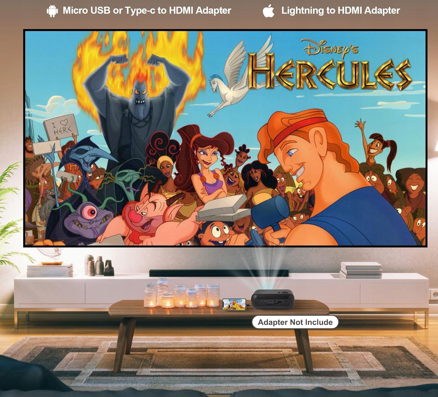 Przenośny projektor rzutnik z pilotem itimport do 170 cali bluetooth fullhd - obrazek 8