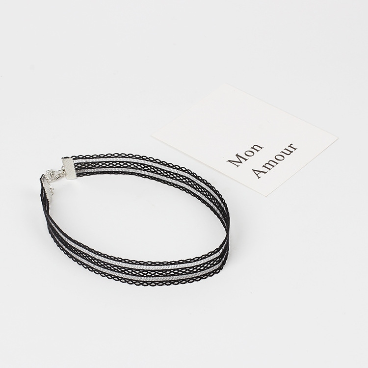 Choker koronkowy haft czarny naszyjnik gothic ch09 - zdjęcie 5