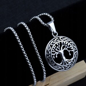 Naszyjnik srebrny łańcuszek stal drzewo życia 335 - miniatura 10