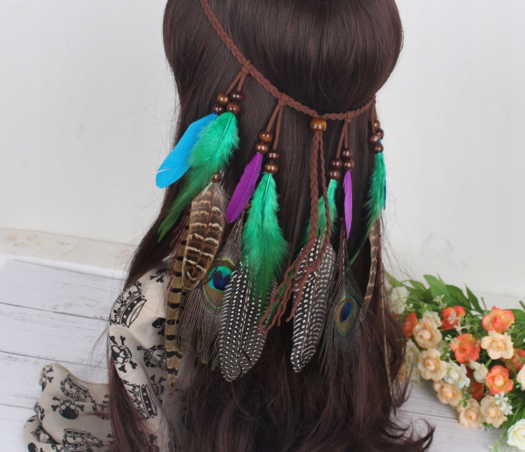 Pióropusz opaska do włosów paw piórka a4 - obrazek 6