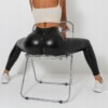 Legginsy modne wysoki stan modelujące eko skóra z marszczeniem czarne r.m - miniatura 9