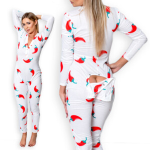 Piżama damska prezent na walentynki dla dziewczyny rozpinana papryczki xl - miniatura 1