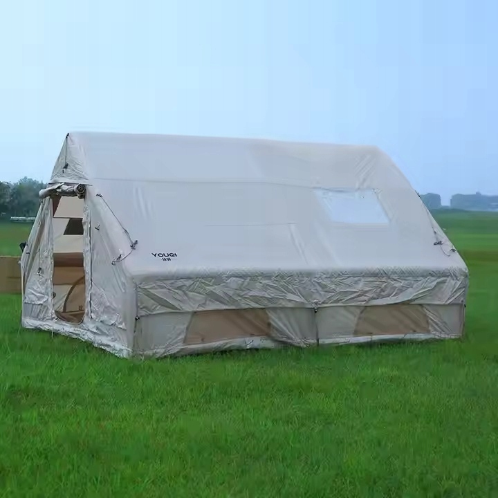 Duży namiot kempingowy pompowany 8 osobowy dmuchany pompka 12m2 400x300cm - zdjęcie 4