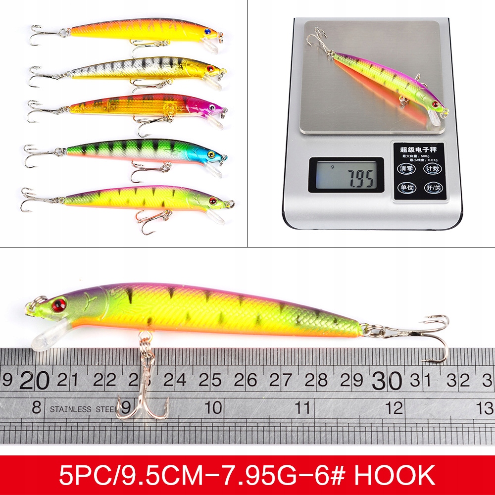 Zestaw woblerów na szczupaka sandacz okoń przynęty 43szt 4-8g 4.5-10cm - obrazek 4