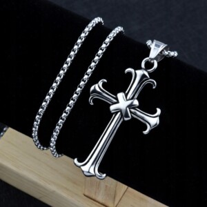 Naszyjnik srebrny stal łańcuszek krzyżyk x 319 - miniatura 10