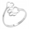 Srebrny damski pierścionek regulowany uniwersalny łapka serce prezent pies - miniatura 1