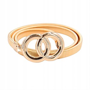 Pasek do sukienki metalowy złoty elegancki rozciągliwy sprężyna pancerka - miniatura 2