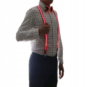 Zestaw szelki i mucha led świecący komplet imprezę sylwestra wesele green - miniatura 7