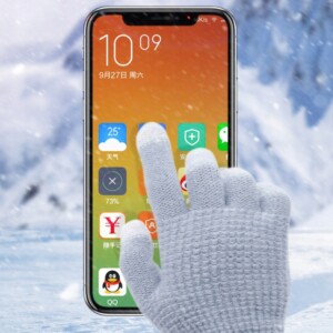 Rękawiczki akrylowe ciepłe dotykowe beżowe r02 - miniatura 2