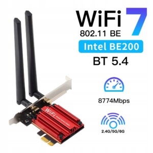 Karta sieciowa wi-fi 7 be200 pci-e + bluetooth 5.4 do 8774 mb/s tri band 6g - miniatura 3