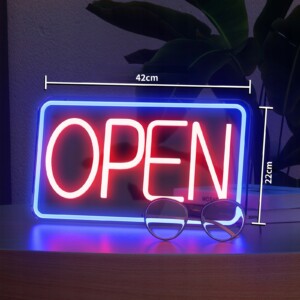 Szyld neon led napis open do sklepu kawiarni lokalu baru usb zawieszki - miniatura 2