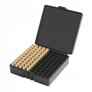 Pudełko skrzynka pojemnik na amunicję 9mm czarne bezpieczne 100 miejsc - miniatura 8