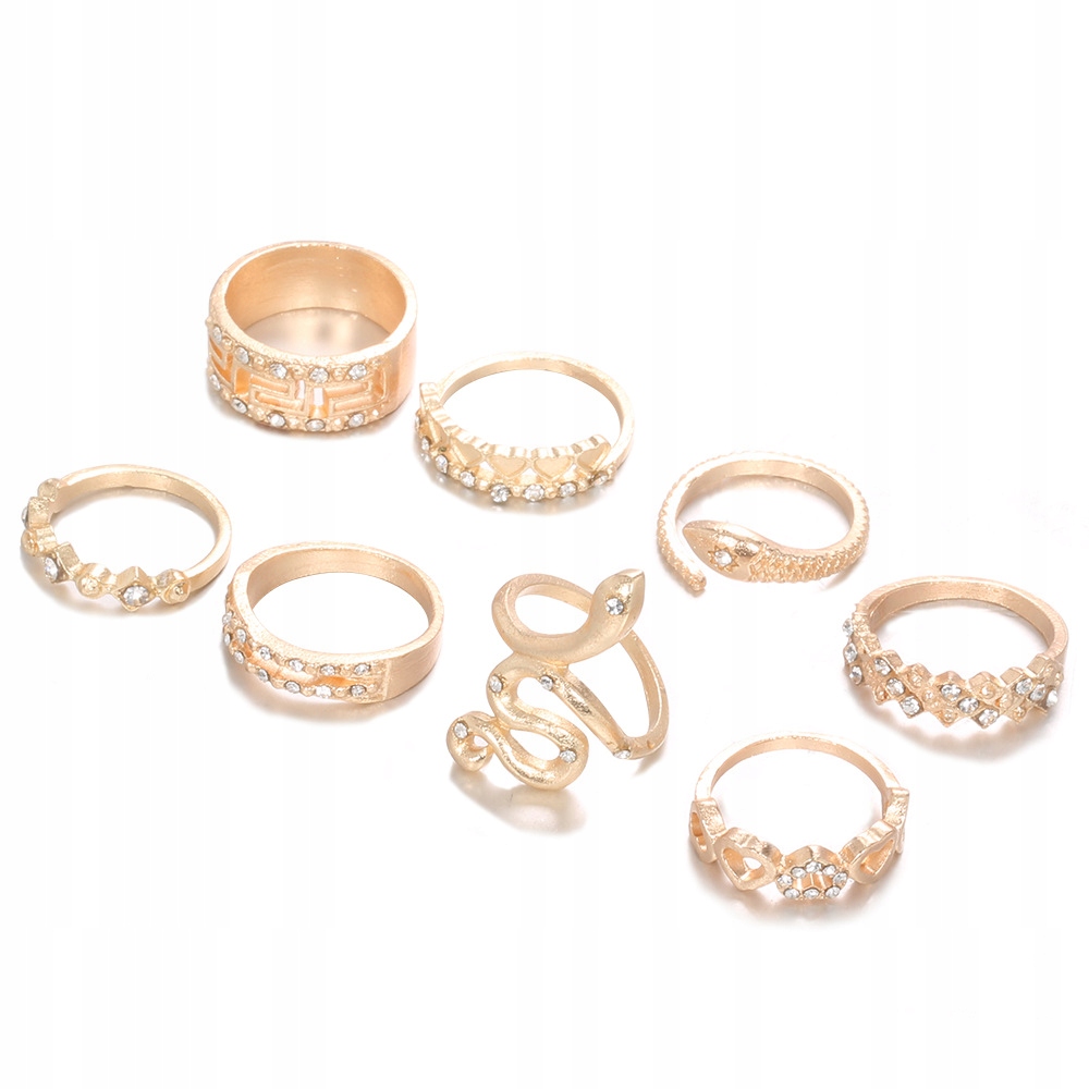 Złoty zestaw pierścionków retro punk boho 06 - obrazek 2