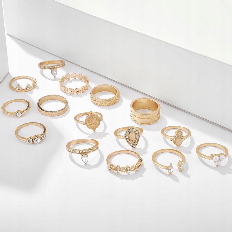 Złoty zestaw pierścionków retro punk boho 84 - obrazek 7