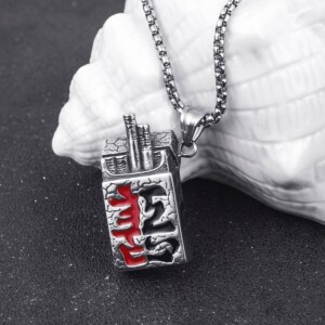 Naszyjnik srebrny łańcuszek stal znaki symbol 351 - miniatura 7