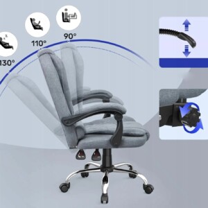 Fotel biurowy ergonomiczny obrotowy ekoskóra szary krzesło do gabinetu - miniatura 6