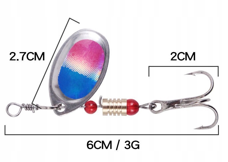 Zestaw 16 sztuk błystka blacha szczupak sandacz okoń 6cm 3g +organizer - zdjęcie 9